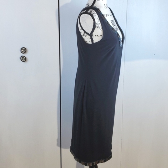 Joseph Ribkoff- Womens Black Double V Beaded Evening Dress Stunning! Sz.10 - Picture 6 of 12